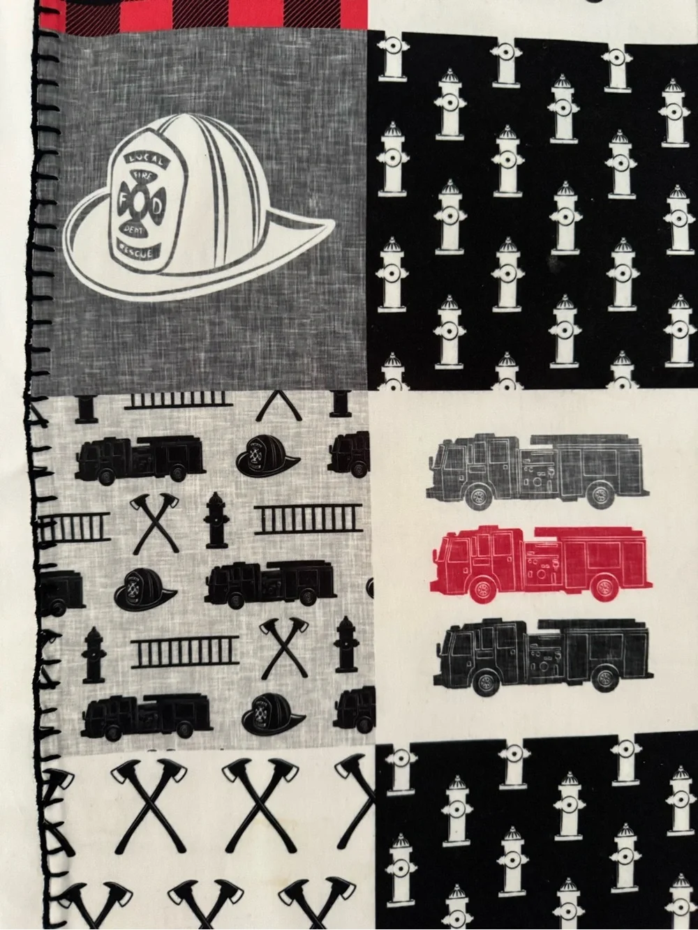 Gorgeous Firefighter Theme Faux-Patchwork Multi-Use Square Cloth 🚒